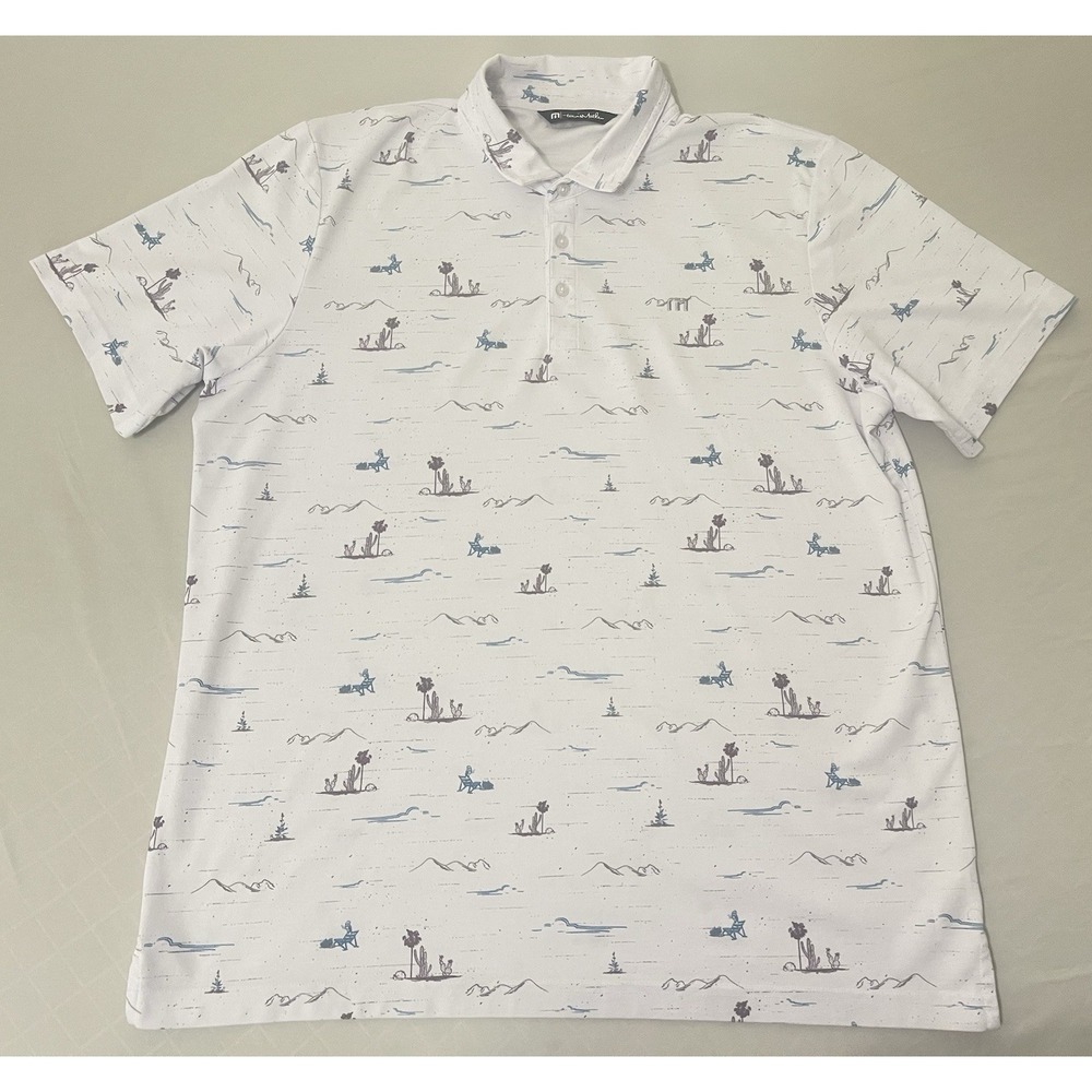 Men's Travis Mathew Western Motif Lifestyle Performance Golf Polo XXL Warp Drive